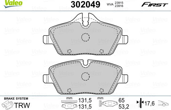 Valeo 302049 - Bremsbelagsatz, Scheibenbremse alexcarstop-ersatzteile.com