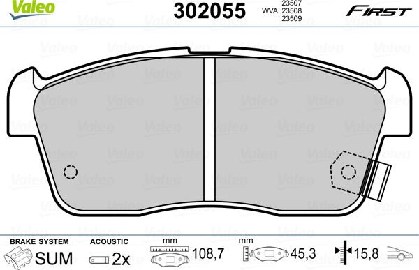 Valeo 302055 - Bremsbelagsatz, Scheibenbremse alexcarstop-ersatzteile.com