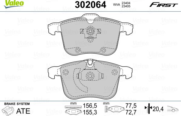 Valeo 302064 - Bremsbelagsatz, Scheibenbremse alexcarstop-ersatzteile.com