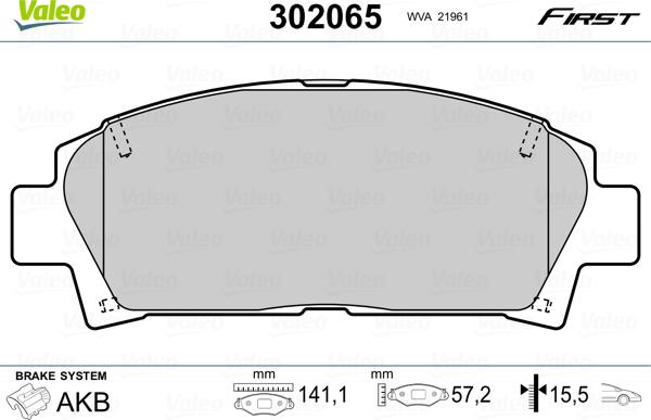 Valeo 302065 - Bremsbelagsatz, Scheibenbremse alexcarstop-ersatzteile.com