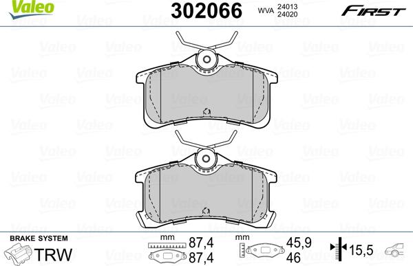 Valeo 302066 - Bremsbelagsatz, Scheibenbremse alexcarstop-ersatzteile.com