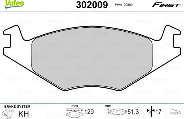 Valeo 302009 - Bremsbelagsatz, Scheibenbremse alexcarstop-ersatzteile.com