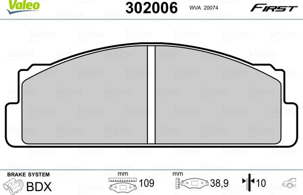 Valeo 302006 - Bremsbelagsatz, Scheibenbremse alexcarstop-ersatzteile.com