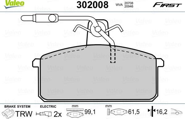 Valeo 302008 - Bremsbelagsatz, Scheibenbremse alexcarstop-ersatzteile.com