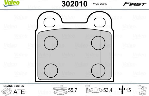 Valeo 302010 - Bremsbelagsatz, Scheibenbremse alexcarstop-ersatzteile.com