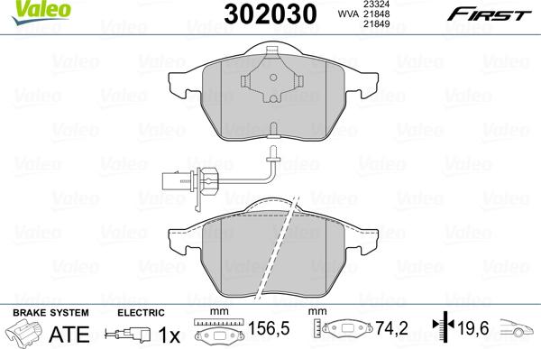 Valeo 302030 - Bremsbelagsatz, Scheibenbremse alexcarstop-ersatzteile.com