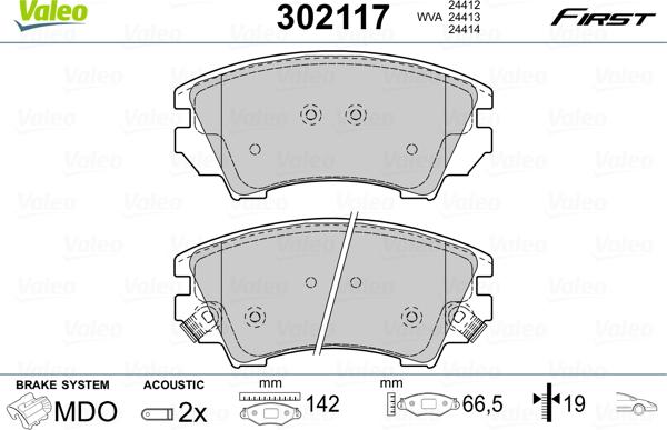 Valeo 302117 - Bremsbelagsatz, Scheibenbremse alexcarstop-ersatzteile.com