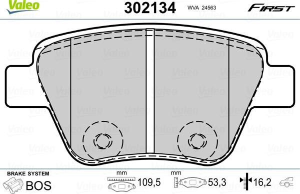 Valeo 302134 - Bremsbelagsatz, Scheibenbremse alexcarstop-ersatzteile.com