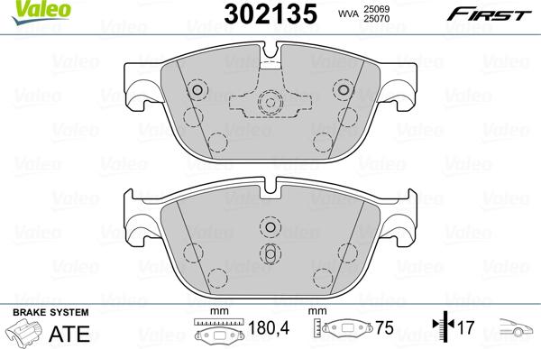 Valeo 302135 - Bremsbelagsatz, Scheibenbremse alexcarstop-ersatzteile.com