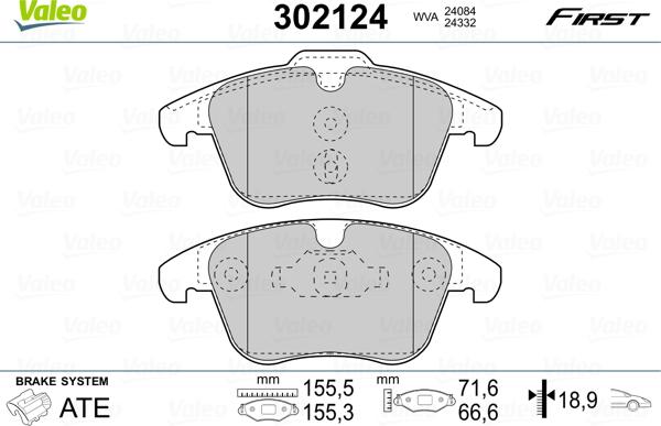 Valeo 302124 - Bremsbelagsatz, Scheibenbremse alexcarstop-ersatzteile.com