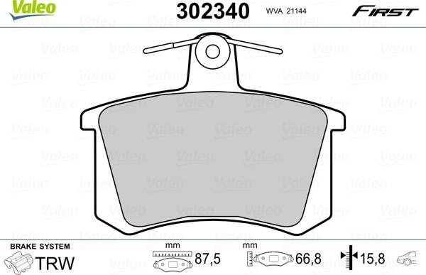 Valeo 302340 - Bremsbelagsatz, Scheibenbremse alexcarstop-ersatzteile.com