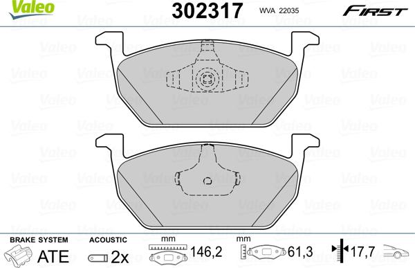 Valeo 302317 - Bremsbelagsatz, Scheibenbremse alexcarstop-ersatzteile.com