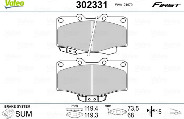 Valeo 302331 - Bremsbelagsatz, Scheibenbremse alexcarstop-ersatzteile.com