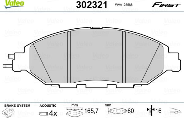 Valeo 302321 - Bremsbelagsatz, Scheibenbremse alexcarstop-ersatzteile.com