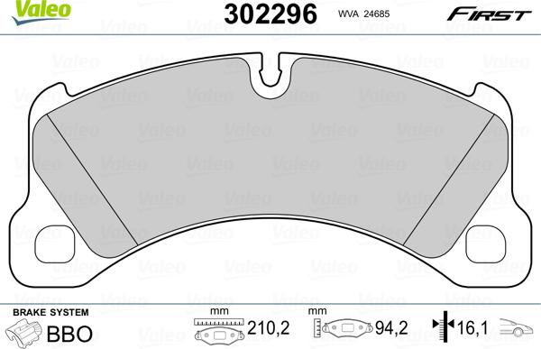 Valeo 302296 - Bremsbelagsatz, Scheibenbremse alexcarstop-ersatzteile.com