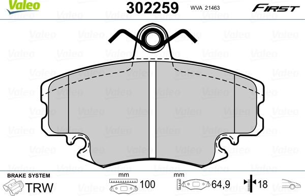 Valeo 302259 - Bremsbelagsatz, Scheibenbremse alexcarstop-ersatzteile.com