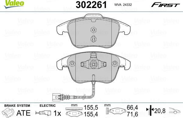 Valeo 302261 - Bremsbelagsatz, Scheibenbremse alexcarstop-ersatzteile.com