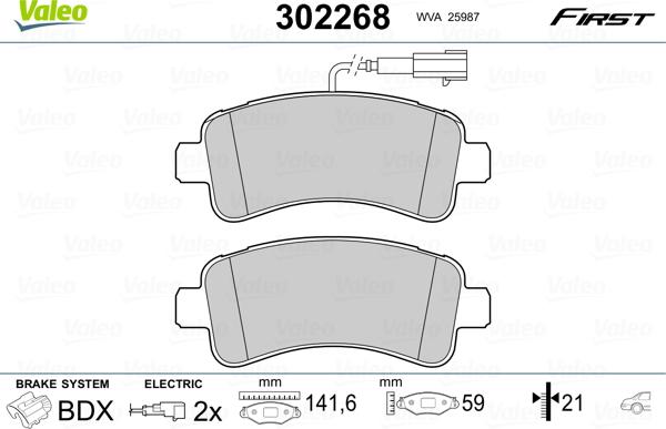 Valeo 302268 - Bremsbelagsatz, Scheibenbremse alexcarstop-ersatzteile.com