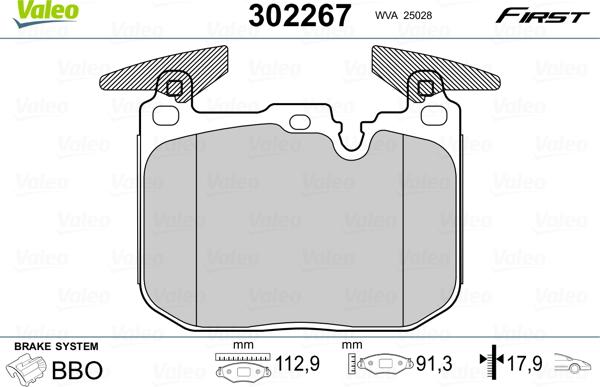 Valeo 302267 - Bremsbelagsatz, Scheibenbremse alexcarstop-ersatzteile.com