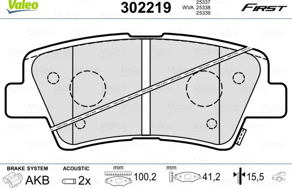 Valeo 302219 - Bremsbelagsatz, Scheibenbremse alexcarstop-ersatzteile.com