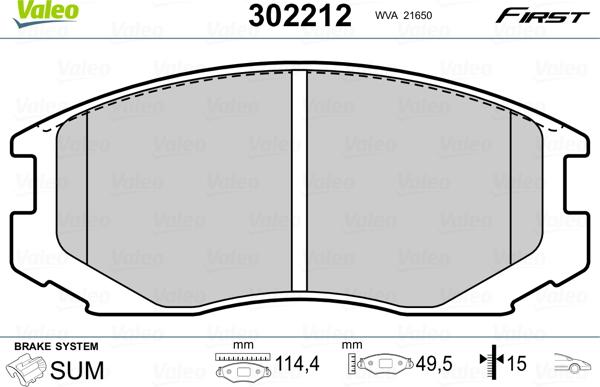 Valeo 302212 - Bremsbelagsatz, Scheibenbremse alexcarstop-ersatzteile.com