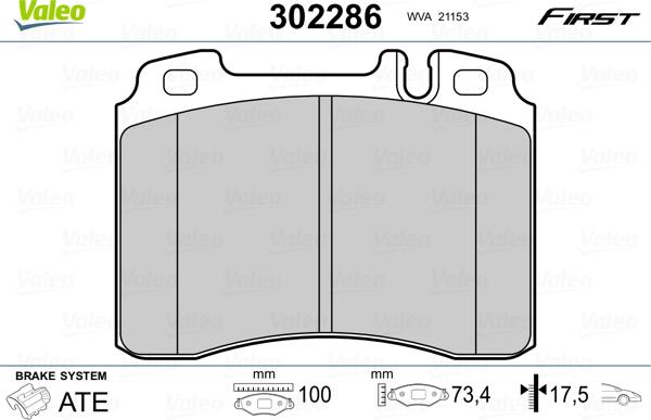 Valeo 302286 - Bremsbelagsatz, Scheibenbremse alexcarstop-ersatzteile.com