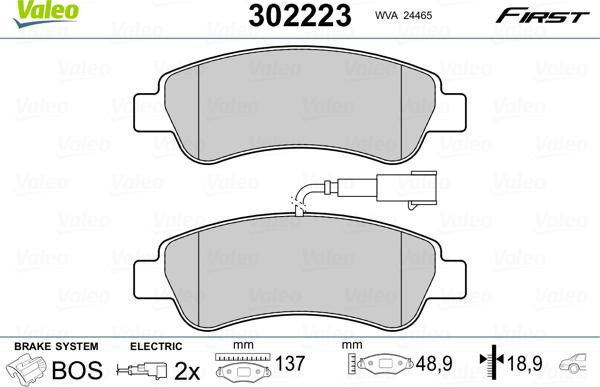 Valeo 302223 - Bremsbelagsatz, Scheibenbremse alexcarstop-ersatzteile.com