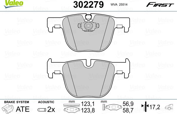 Valeo 302279 - Bremsbelagsatz, Scheibenbremse alexcarstop-ersatzteile.com