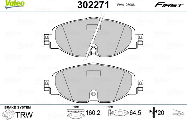 Valeo 302271 - Bremsbelagsatz, Scheibenbremse alexcarstop-ersatzteile.com