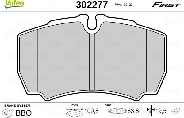 Valeo 302277 - Bremsbelagsatz, Scheibenbremse alexcarstop-ersatzteile.com