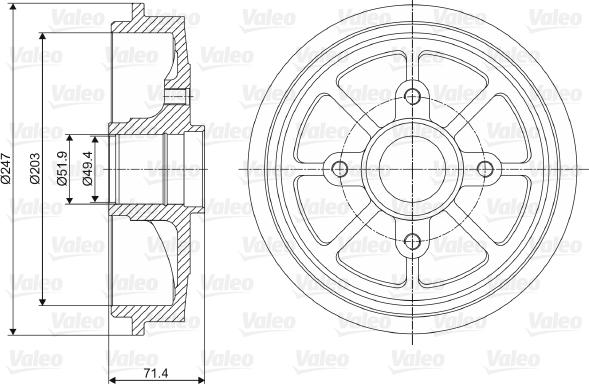 Valeo 237097 - Bremstrommel alexcarstop-ersatzteile.com