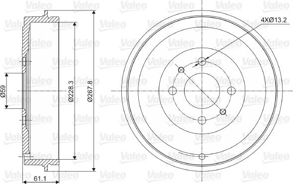 Valeo 237036 - Bremstrommel alexcarstop-ersatzteile.com