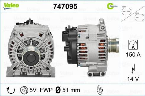 Valeo 747095 - Generator alexcarstop-ersatzteile.com