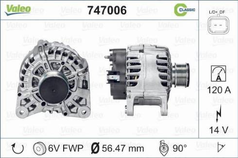 Valeo 747006 - Generator alexcarstop-ersatzteile.com