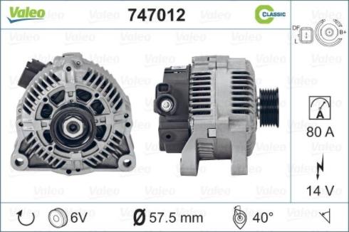 Valeo 747012 - Generator alexcarstop-ersatzteile.com