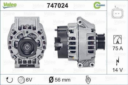 Valeo 747024 - Generator alexcarstop-ersatzteile.com