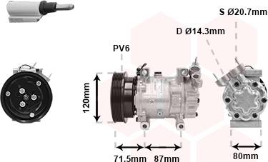 Van Wezel 4300K281 - Kompressor, Klimaanlage alexcarstop-ersatzteile.com