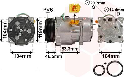 Van Wezel 0900K201 - Kompressor, Klimaanlage alexcarstop-ersatzteile.com