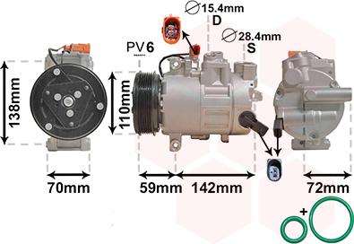 Van Wezel 0300K411 - Kompressor, Klimaanlage alexcarstop-ersatzteile.com