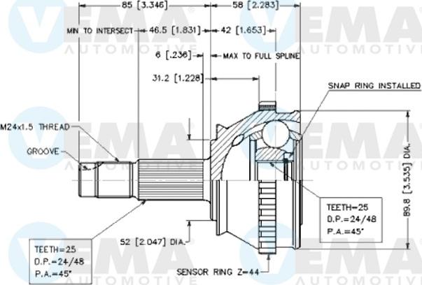 VEMA 18611 - Gelenksatz, Antriebswelle alexcarstop-ersatzteile.com