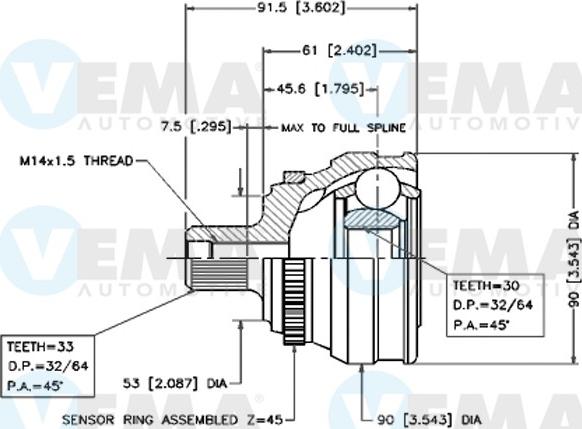 VEMA 18291 - Gelenksatz, Antriebswelle alexcarstop-ersatzteile.com