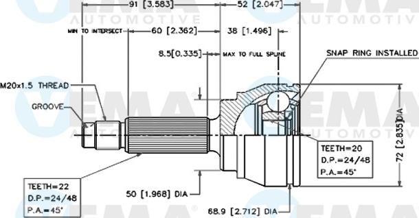 VEMA 18212 - Gelenksatz, Antriebswelle alexcarstop-ersatzteile.com