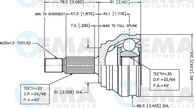 VEMA 18234 - Gelenksatz, Antriebswelle alexcarstop-ersatzteile.com