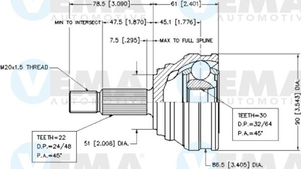 VEMA 18237 - Gelenksatz, Antriebswelle alexcarstop-ersatzteile.com