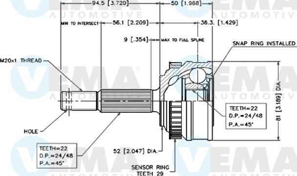 VEMA 18221 - Gelenksatz, Antriebswelle alexcarstop-ersatzteile.com