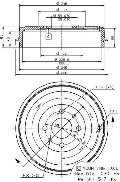 Villar 627.0141 - Bremstrommel alexcarstop-ersatzteile.com