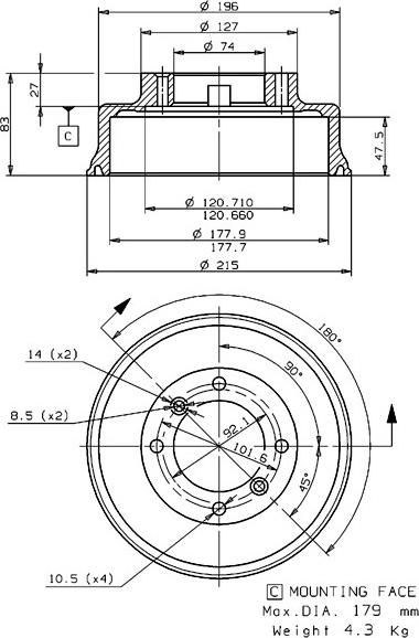 Villar 627.0154 - Bremstrommel alexcarstop-ersatzteile.com