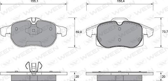 Ween 151-1315 - Bremsbelagsatz, Scheibenbremse alexcarstop-ersatzteile.com