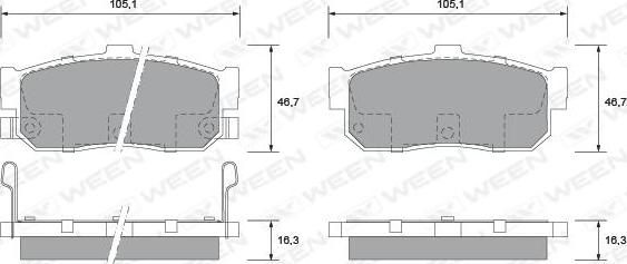 Ween 151-1384 - Bremsbelagsatz, Scheibenbremse alexcarstop-ersatzteile.com