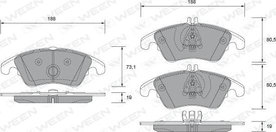 Ween 151-2665 - Bremsbelagsatz, Scheibenbremse alexcarstop-ersatzteile.com